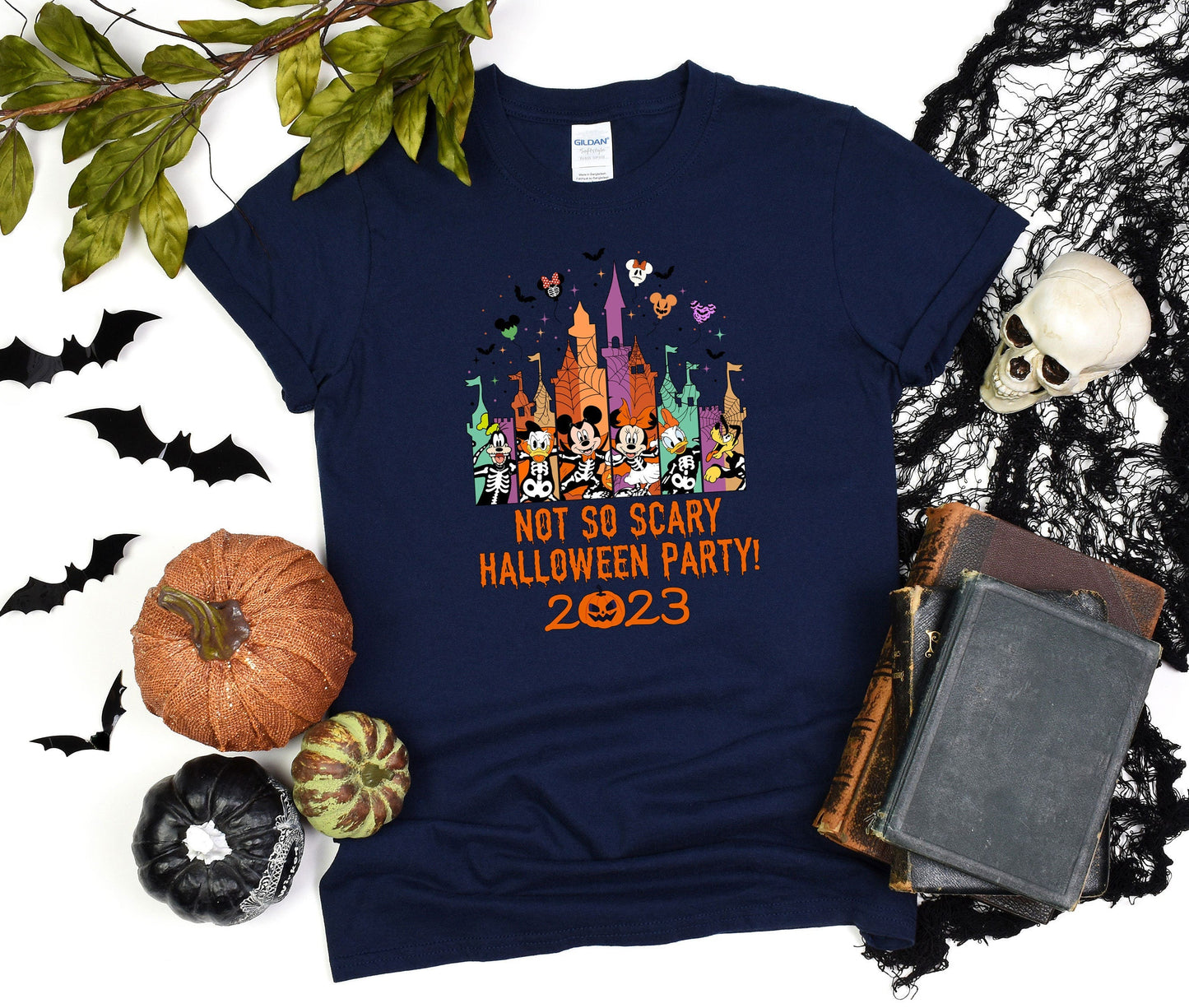 Disney World not so scary 2023 Tee, Minnie Halloween party shirt, Mickey friends Halloween Tee, Disney Castle T-Shirt, Disney Halloween Tee