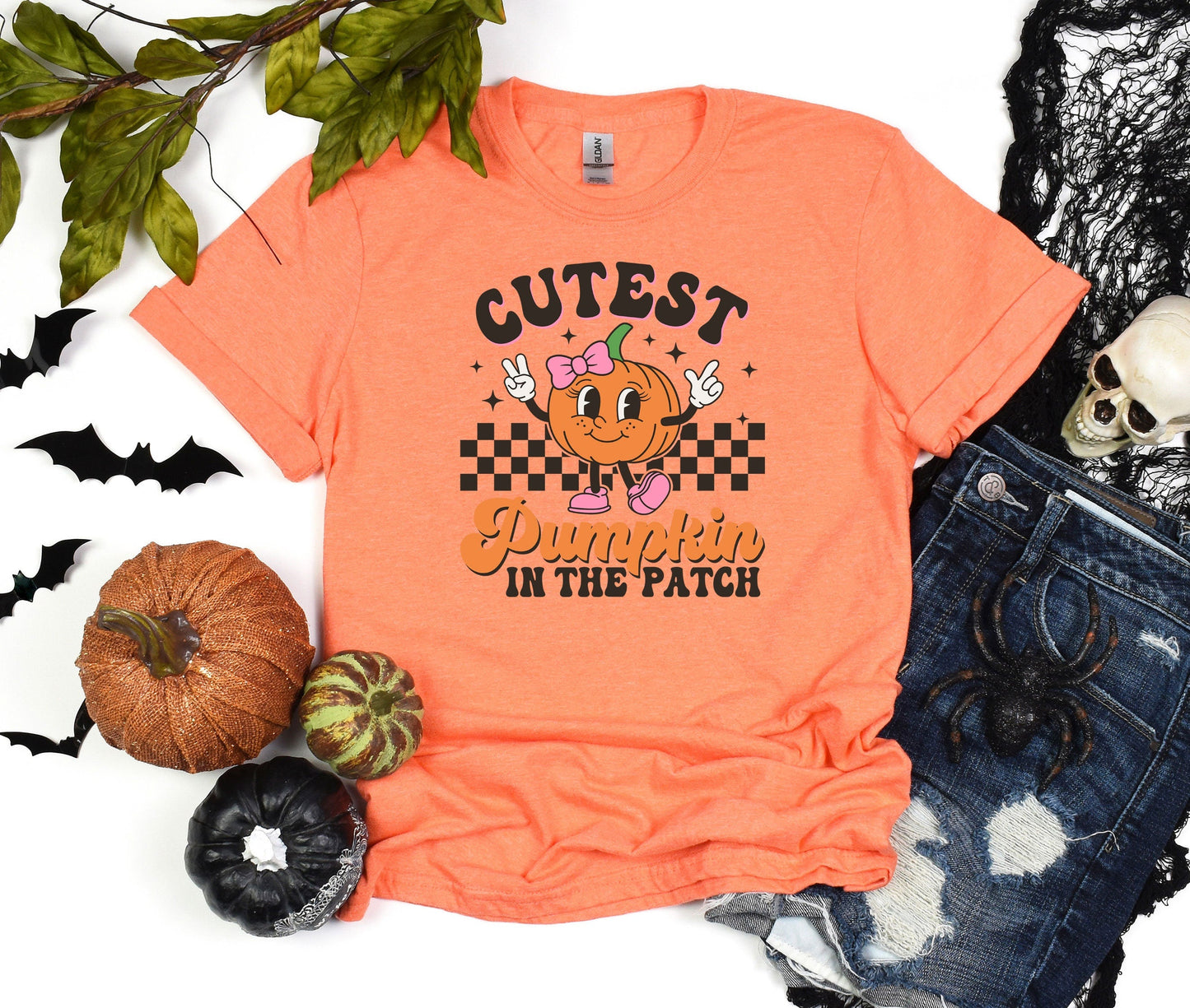 Cutest Pumpkin in the patch Halloween Tee, Teacher Gift Shirt, Gift For Her, Vintage Pumpkins spices season T-shirt, Cute Fall Race Shirt