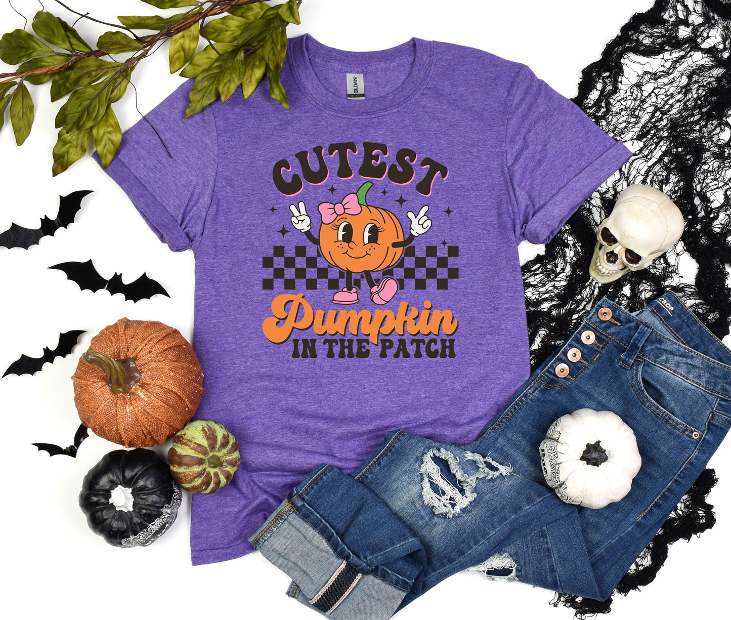 Cutest Pumpkin in the patch Halloween Tee, Teacher Gift Shirt, Gift For Her, Vintage Pumpkins spices season T-shirt, Cute Fall Race Shirt