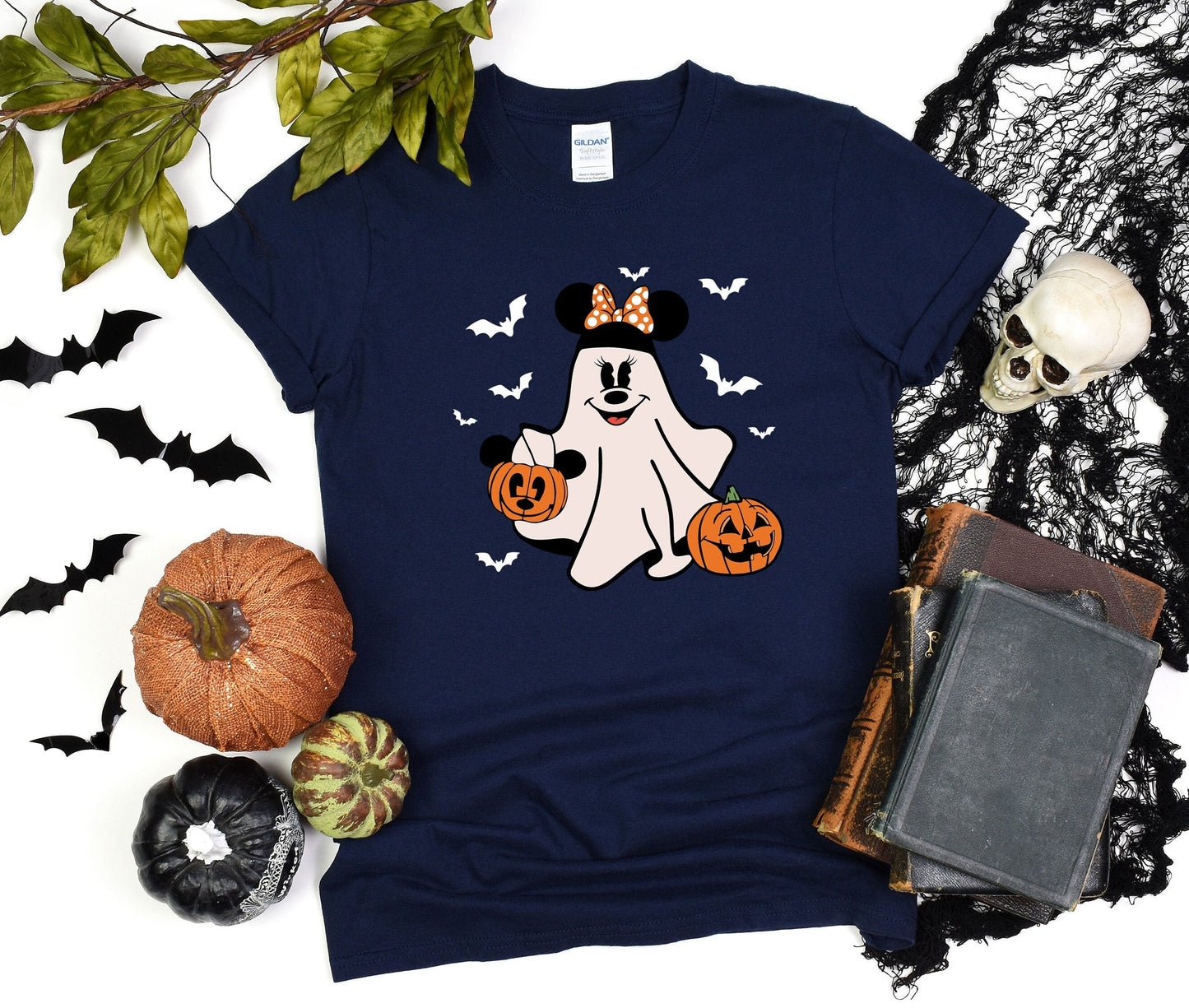 Disney Minnie Boo Ghost Halloween Shirt, Retro Minnie Spooky Season Tee, Halloween Pumpkin Shirt, Minnie Pumpkin T-Shirt