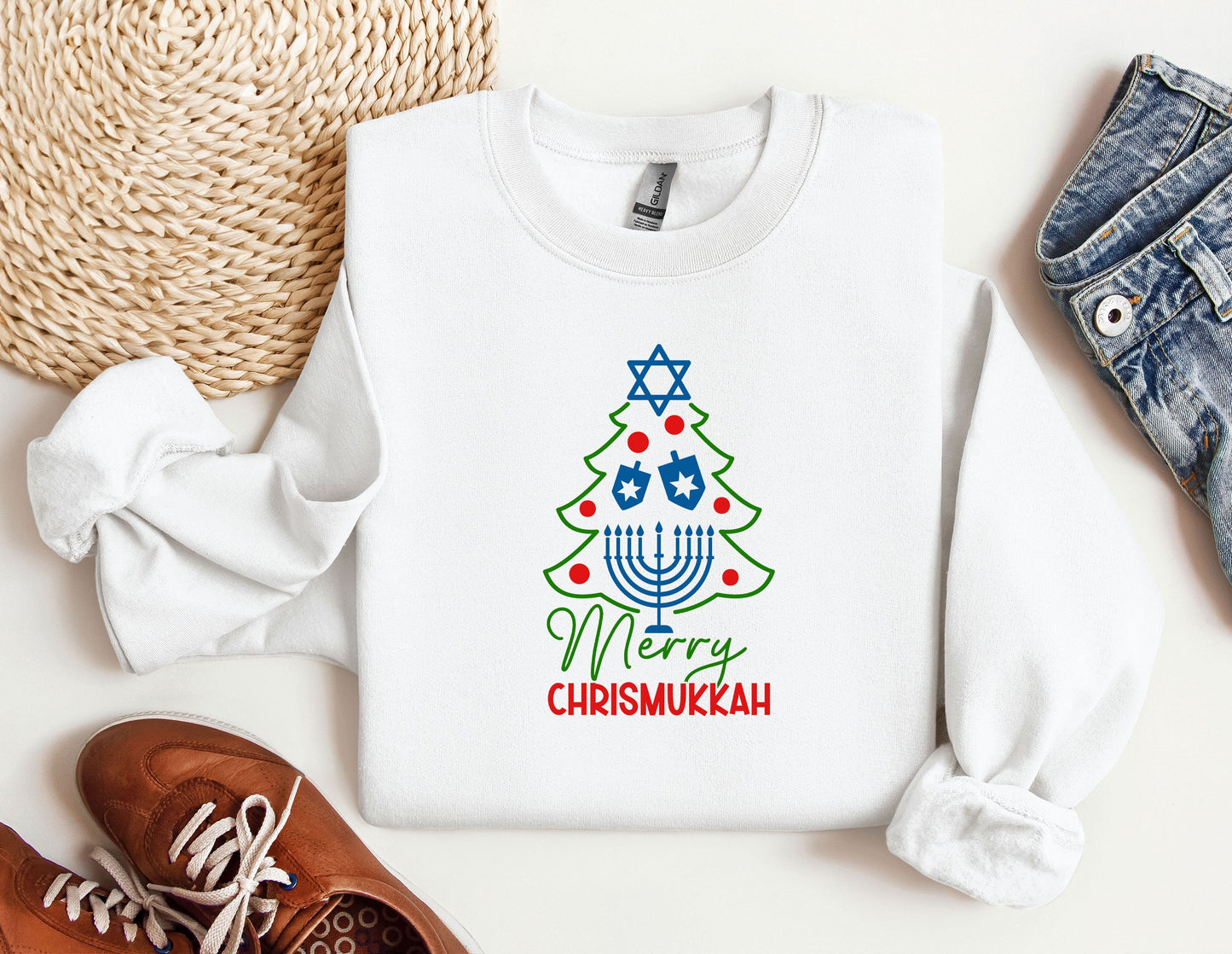 Happy Chrismukkah Sweatshirt, Funny Hannukkah Sweatshirts, Christas Ugly Hoodie, Hanukkah Menorah Sweatshirt, Chanukah Jewish Holiday Sweat