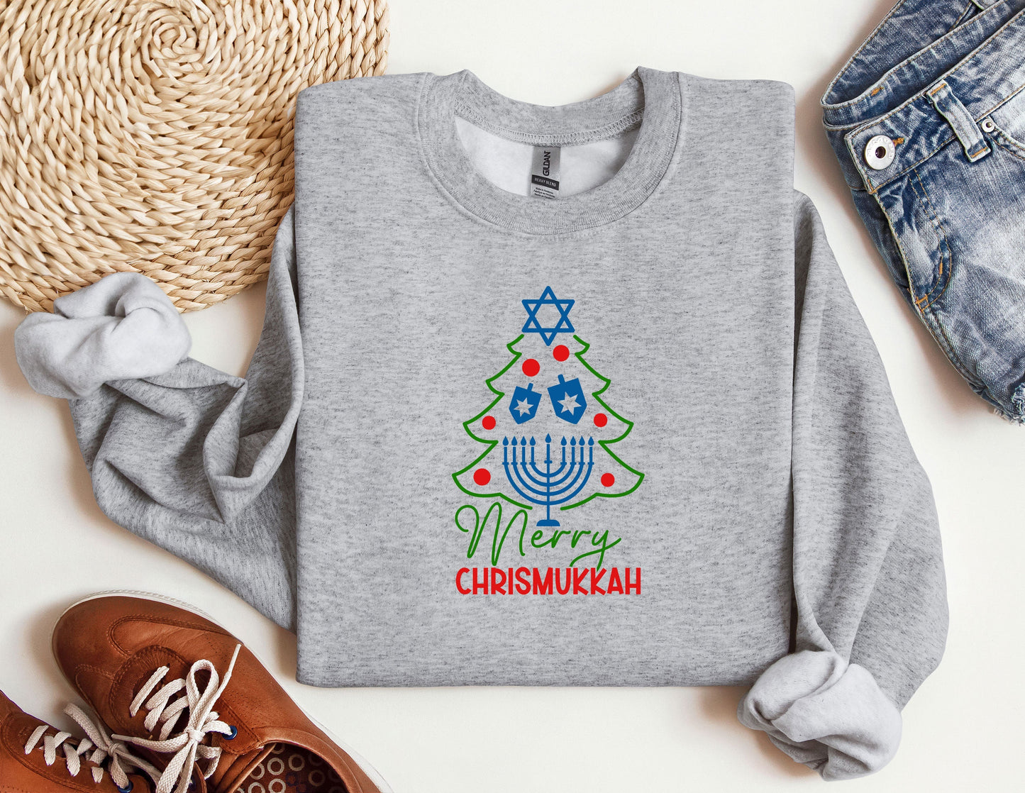 Happy Chrismukkah Sweatshirt, Funny Hannukkah Sweatshirts, Christas Ugly Hoodie, Hanukkah Menorah Sweatshirt, Chanukah Jewish Holiday Sweat