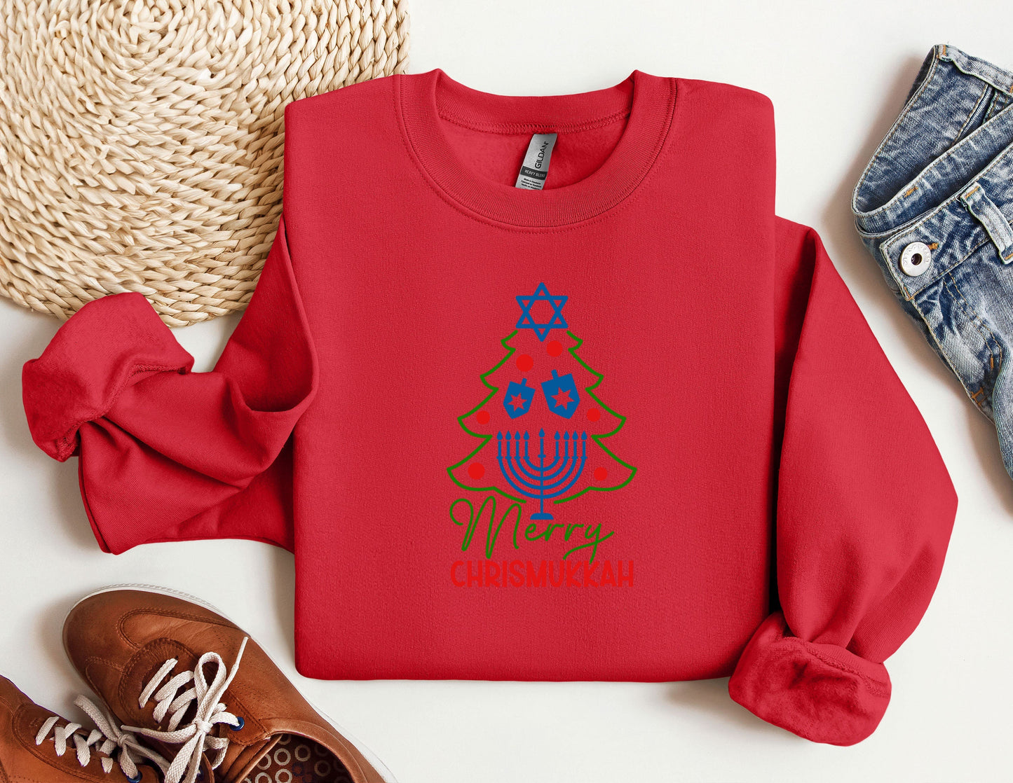 Happy Chrismukkah Sweatshirt, Funny Hannukkah Sweatshirts, Christas Ugly Hoodie, Hanukkah Menorah Sweatshirt, Chanukah Jewish Holiday Sweat