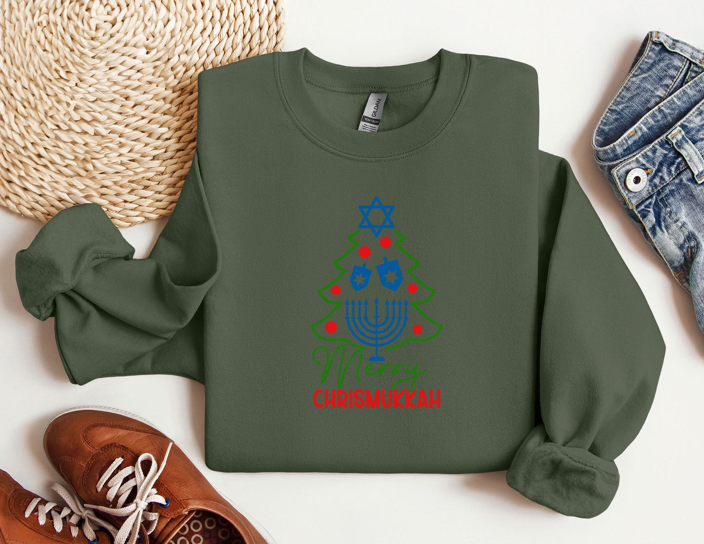 Happy Chrismukkah Sweatshirt, Funny Hannukkah Sweatshirts, Christas Ugly Hoodie, Hanukkah Menorah Sweatshirt, Chanukah Jewish Holiday Sweat