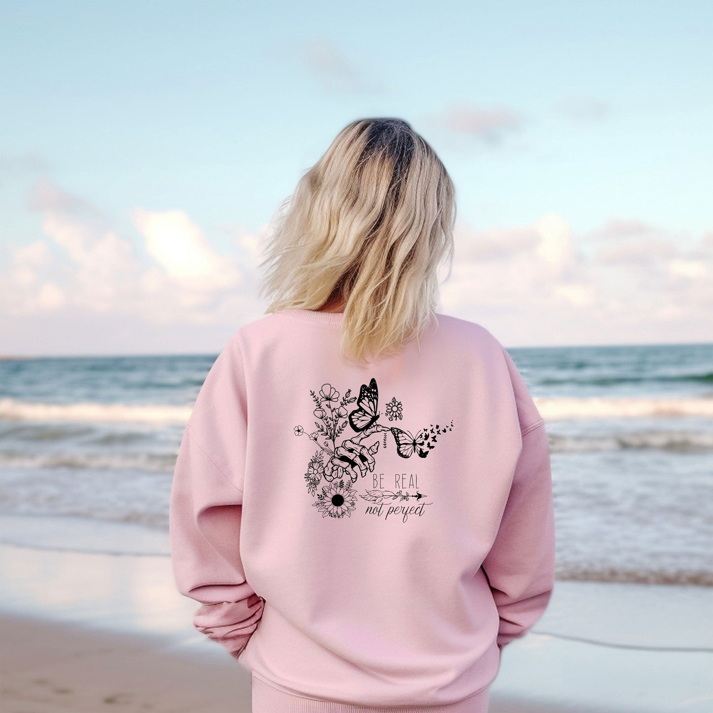 Be Real Not Perfect Sweatshirt and Hoodie, Retro Motivational Sweatshirt, Vintage Meditation Sweatshirt, Mental Health Shirt, Cute sweat