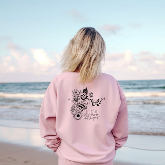Be Real Not Perfect Sweatshirt and Hoodie, Retro Motivational Sweatshirt, Vintage Meditation Sweatshirt, Mental Health Shirt, Cute sweat