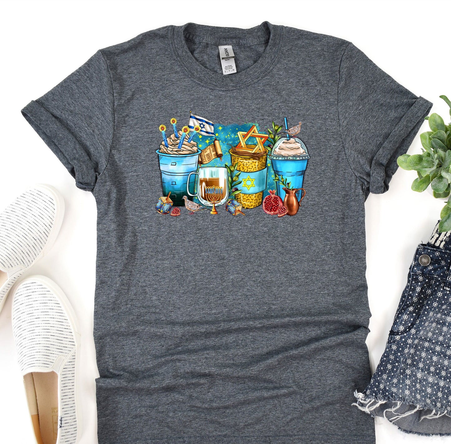 Hanukkah T-Shirt, Matching Family Chanukah Jewish Holiday Shirt, Support Israel Shirt, Happy Hanukkah Tee, Menorah Nes Gadol Family Tee