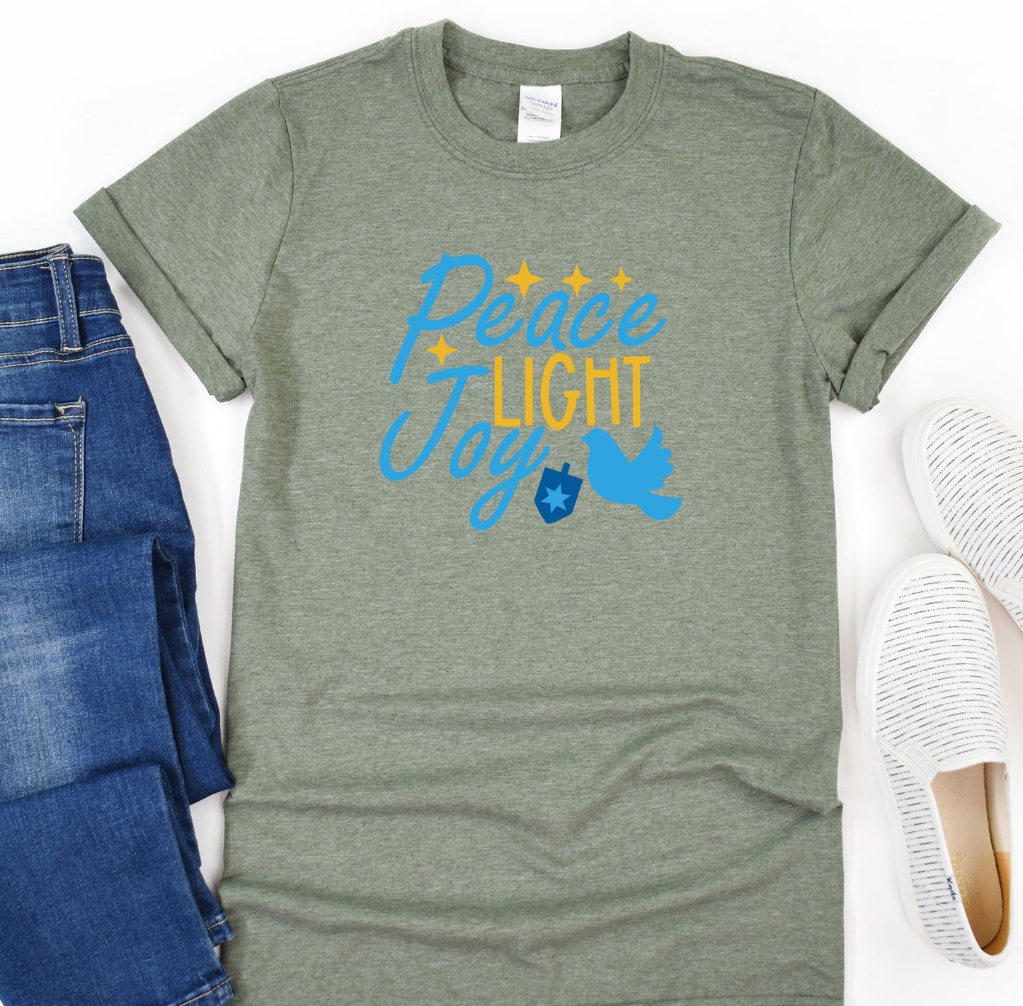 Peace Light Joy Shirt, Happy Hanukkah Shirt, Jewish Shirt, Holiday Hanukkah T-Shirt, Hanukkah Shirt, Jewish Saying Tee, Shirt for Jewish