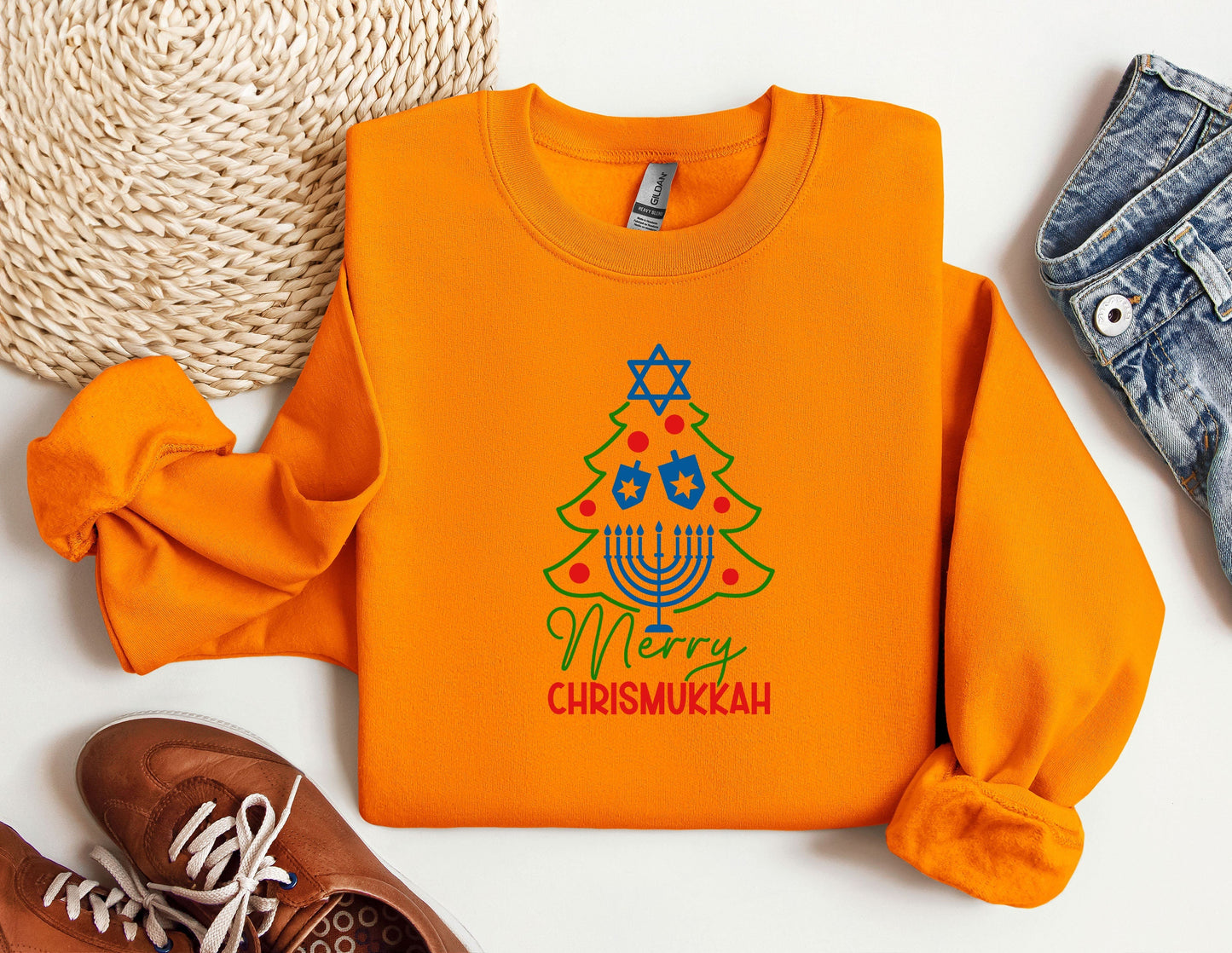Happy Chrismukkah Sweatshirt, Funny Hannukkah Sweatshirts, Christas Ugly Hoodie, Hanukkah Menorah Sweatshirt, Chanukah Jewish Holiday Sweat